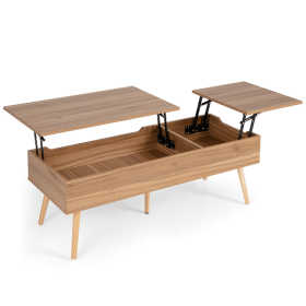 47 Inch Lift Top Coffee Table with 2 Hidden Compartments-Brown