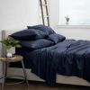 Full Navy Blue 6-Piece Soft Wrinkle Resistant Microfiber/Polyester Sheet Set