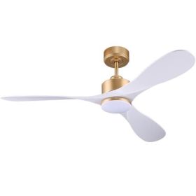 52' Smart Ceiling Fans with Lights Remote,Quiet DC Motor,White Gold Outdoor Indoor Ceiling Fan,High CFM 6-Speed,Controlled by WIFI Alexa,APP