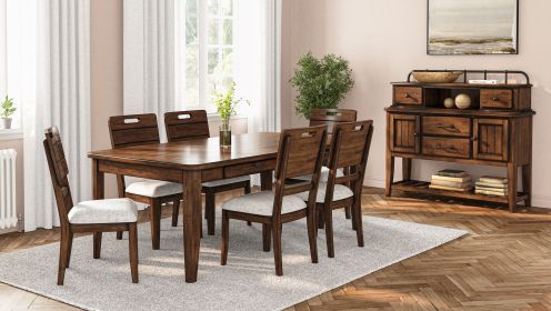 Casual Dining Table With Four Storage Drawers in Brown Finish