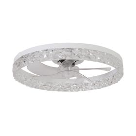 Modern Acrylic Ceiling Fan Light with Remote Control, Dimmable LED Chandelier, 6-Speed Adjustable, Quiet Motor, Flush Mount Design for Living Roo